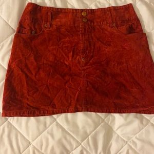 Velvet red mini skirt